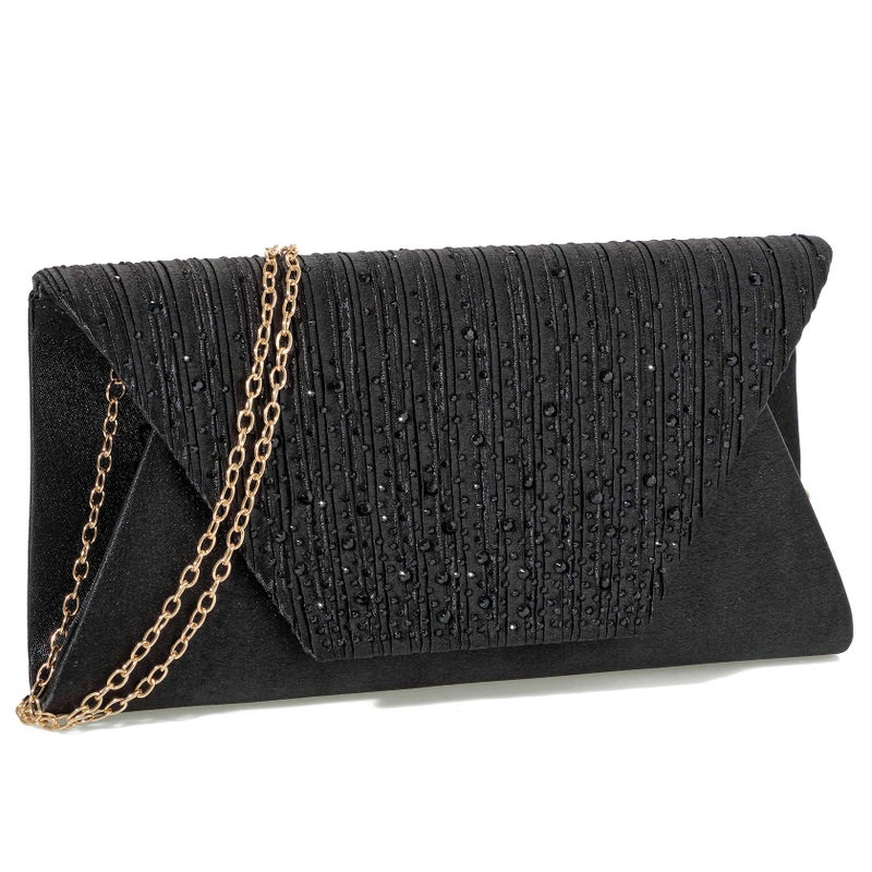 Mihawk Purse and Handbags for Women Shoulder Crossbody Bags Evening Envelope Party Bridal Clutch Purse(Black) - Image 1